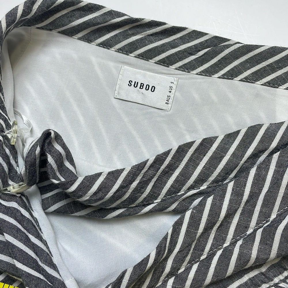 SUBOO Ziggy Frill Wrap Mini Skirt Black White Stripes Size S Lining - Picture 4 of 12